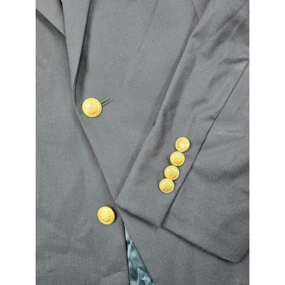 JoS A Bank Blazer Mens 44R Navy‎ Blue 100% Wool Gold Button Sport Coat Classic